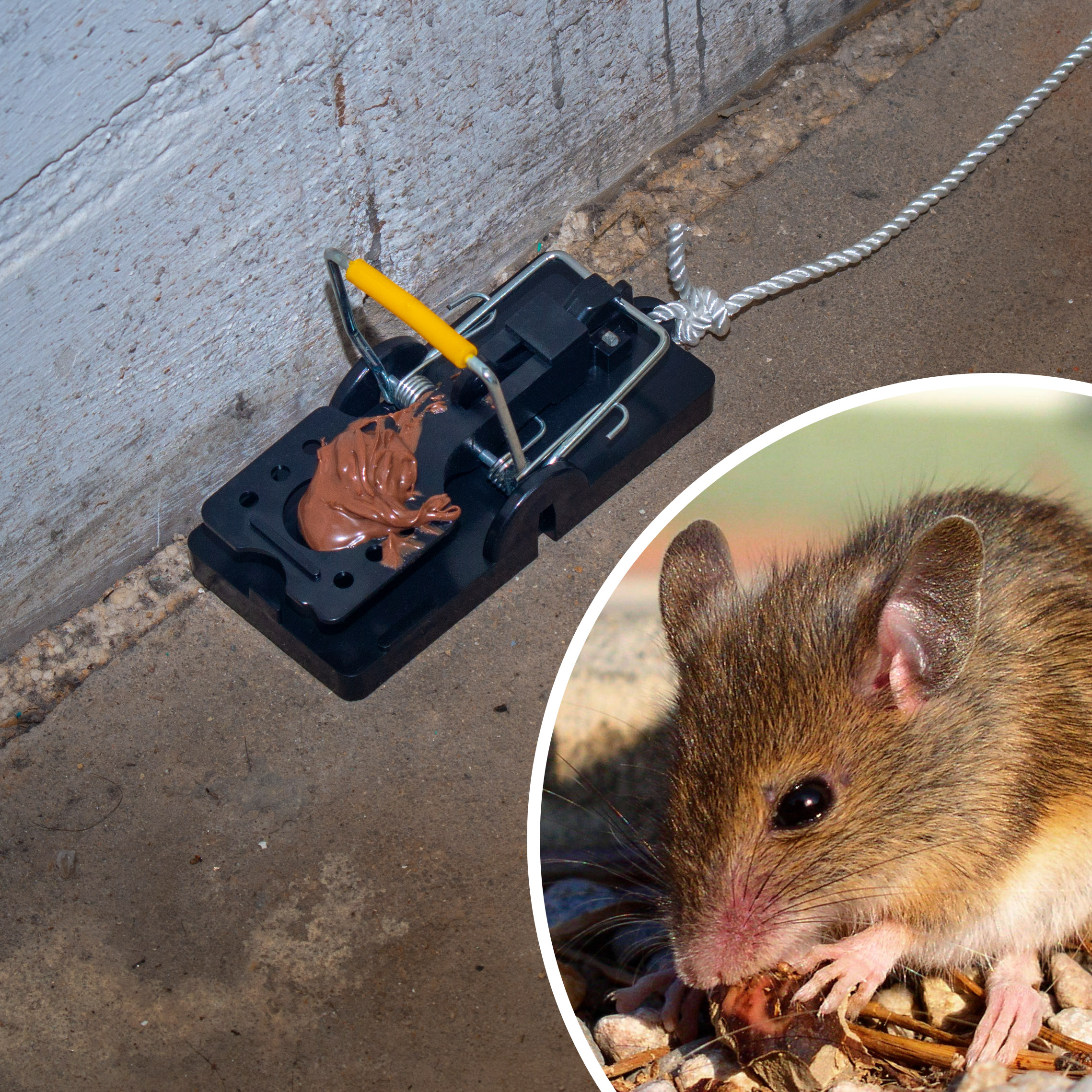 Die Falle hat eine integrierte Ködermulde, die besonders gut für streichfähige Köder gemacht ist, wie Leberwurst oder Nuss-Nougat-Creme.