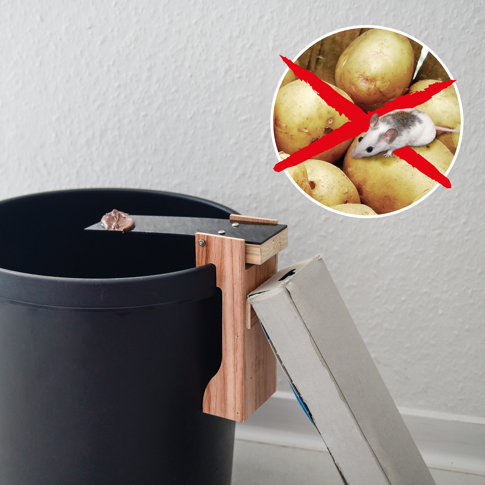 62349-Maus-Sprung-Falle-Mausefalle-Rattenfalle Bieten Sie eine Klettermöglichkeit damit das Tier die Wippe auch erreichen kann.