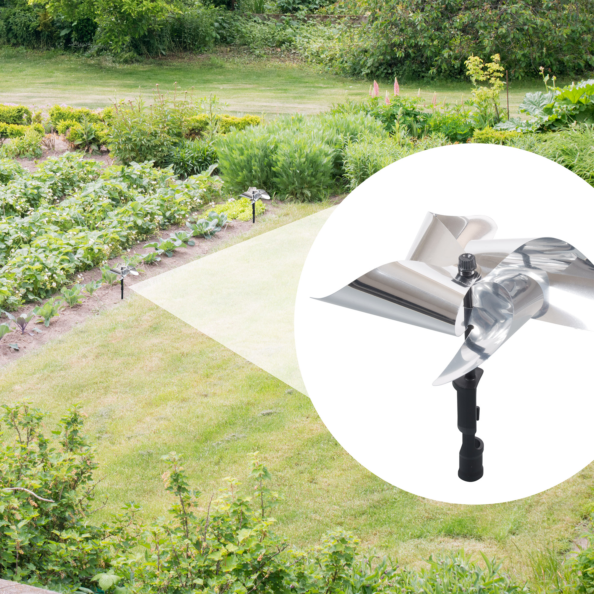 60098-Vogel-Frei-Windm-hle-Gemuesebeet-schuetzen-Vogelscheuche Diese Windmühle kann Ihnen helfen Ihren Garten und Ihr Gemüse vor Vögeln zu schützen.