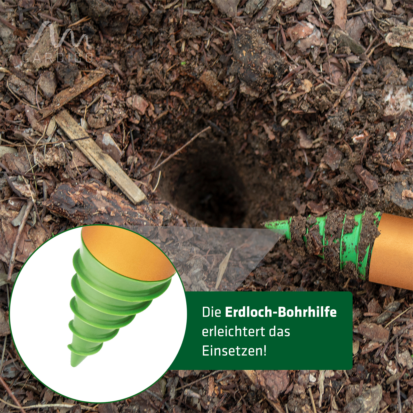 erdlochbohrer-maulwurfschreck-70052 Benutzen Sie die Erdlochbohrhilfe um ein passendes Loch für den Vertreiber zu graben. Das verbesserte die Tonausbreitung enorm.