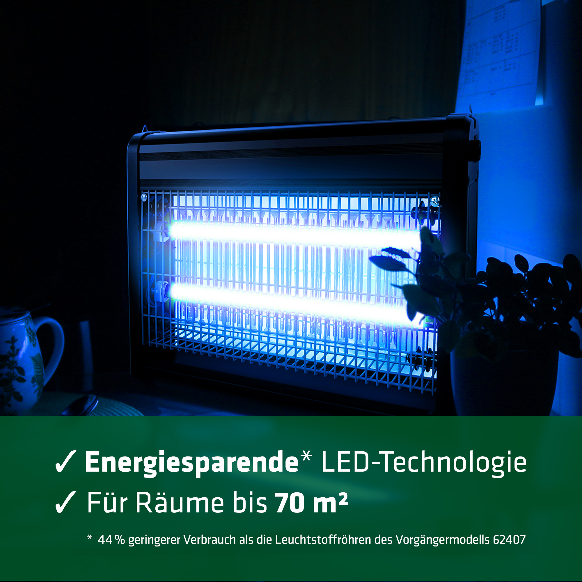 Elektrische Fliegenfalle Profi LED 70 m² – mit Hochspannungitter & UV-Licht