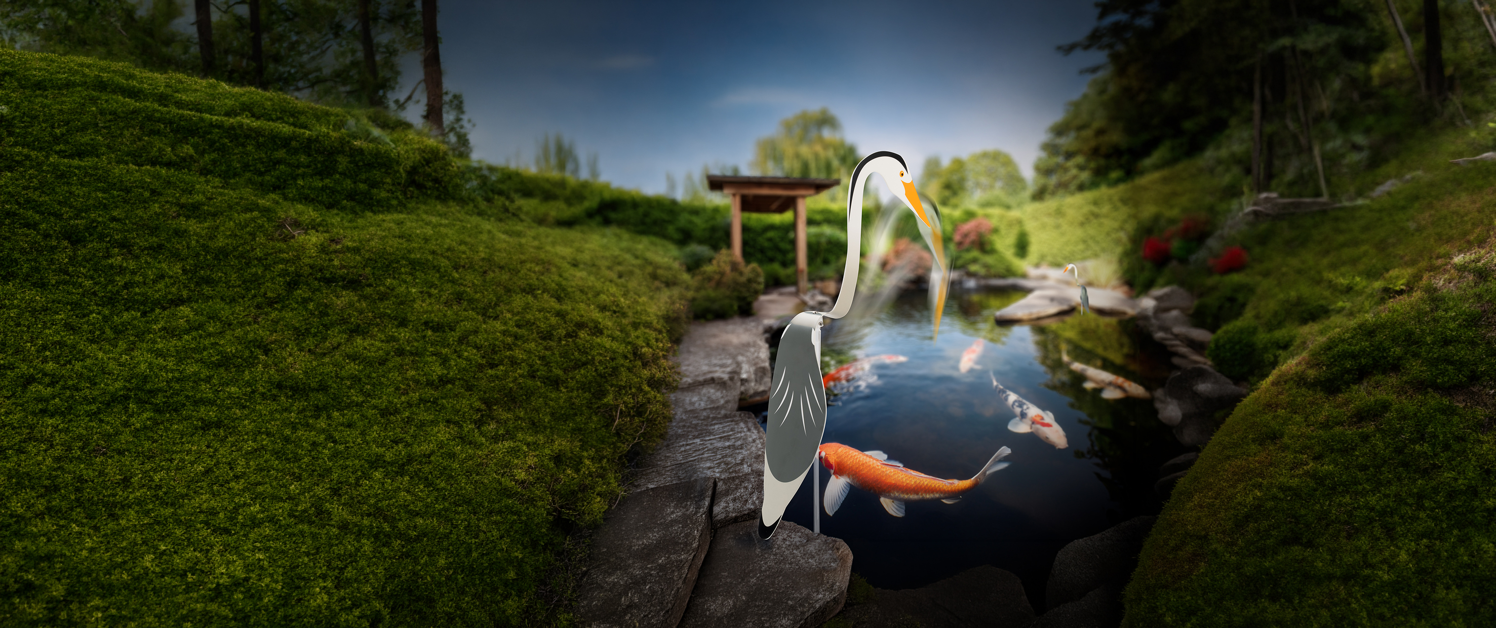 Reiherabwehr Twist von GARDIGO am Koi-Teich