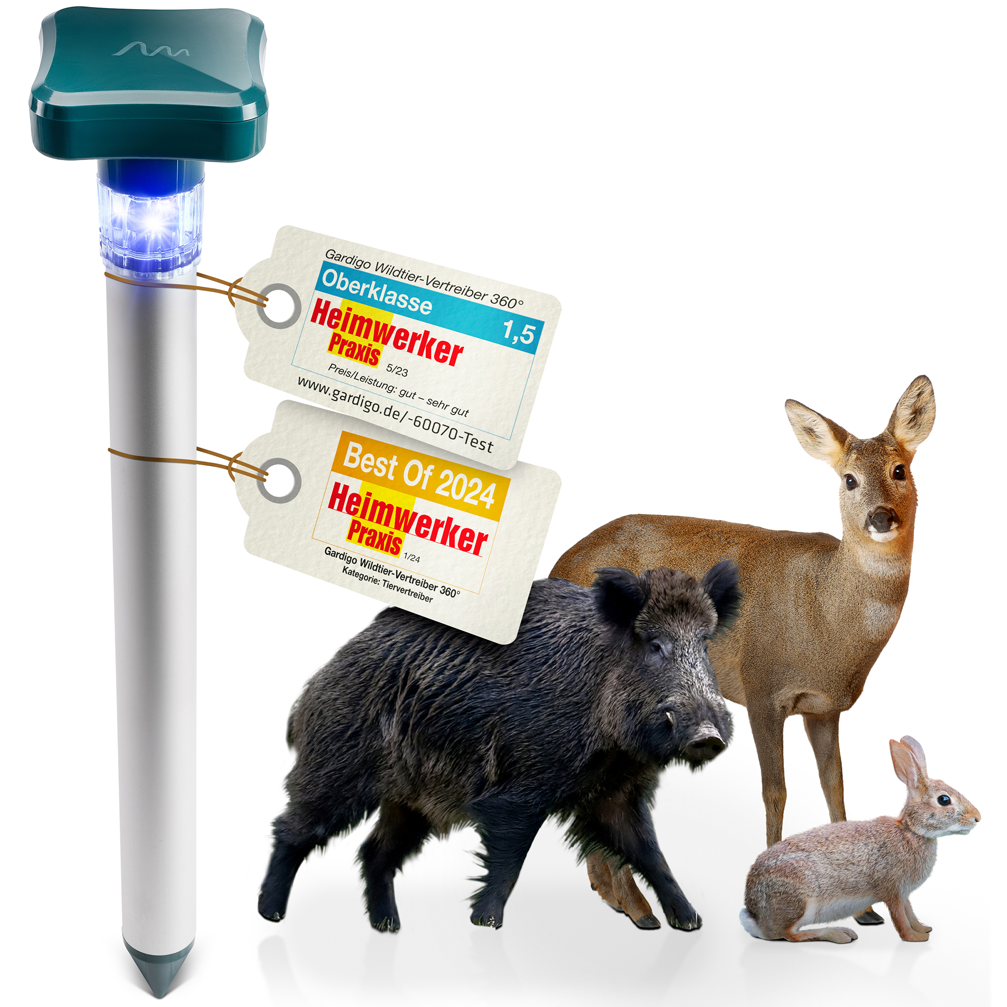 wildtier-vertreiber-360-blaues-licht-60070 Wildtier-Vertreiber 360° von GARDIGO – Blaues Licht gegen Rehe, Wilddschweine, Waschbären, Marder usw.