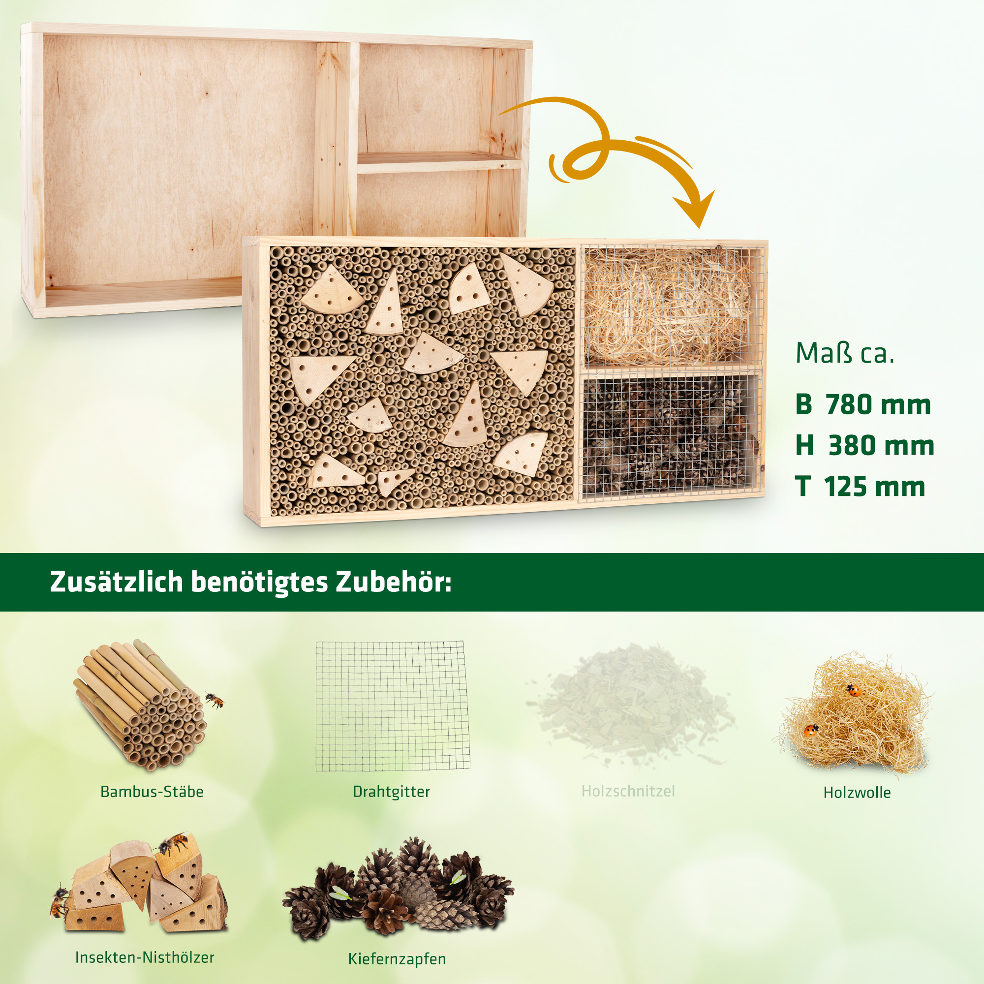 92462-Kreativ-Bausatz-Fichte-Saegen-Schrauben Unser Bambus bietet einer Vielzahl verschiedener Insektenarten einen sicheren und natürlichen Nistplatz.