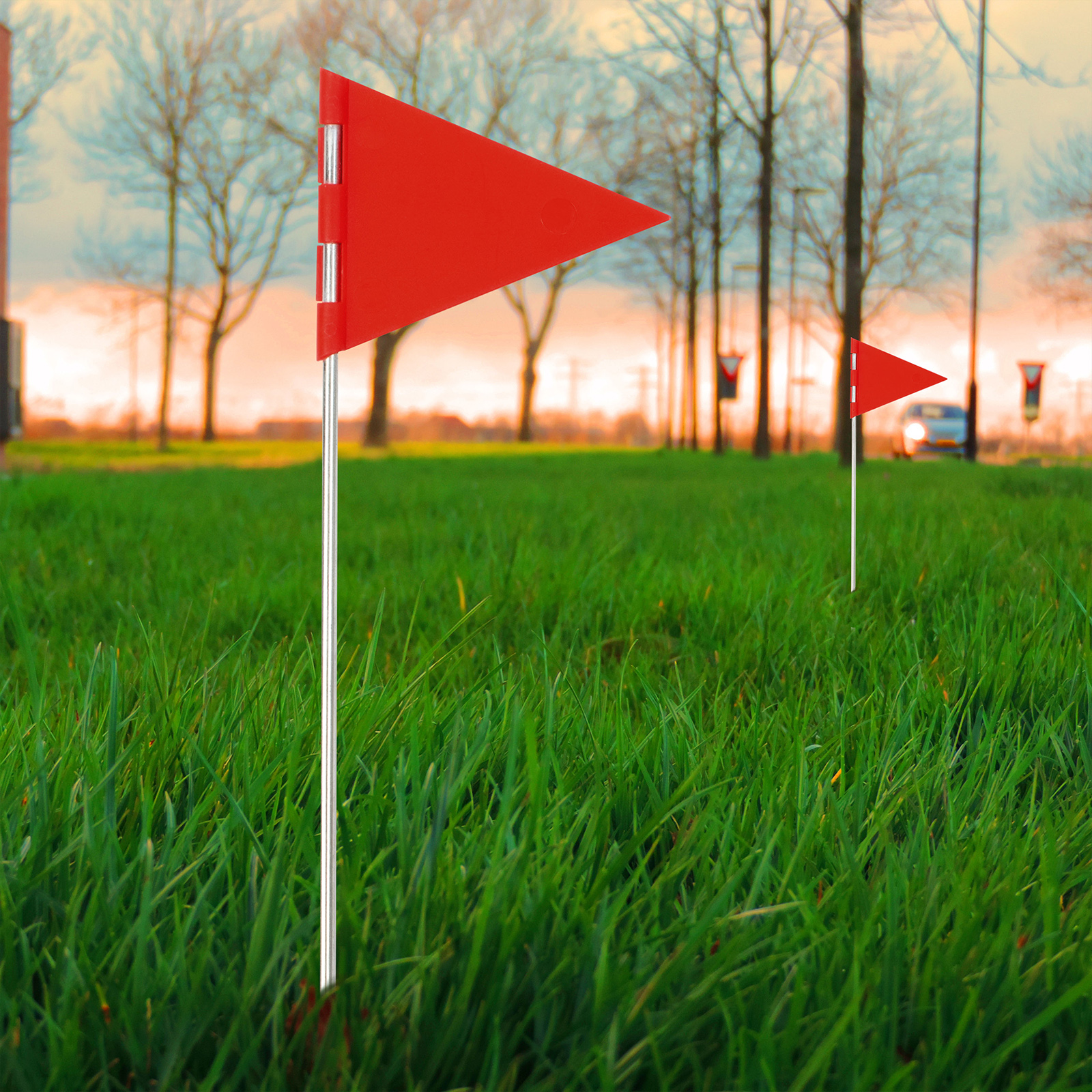 70044-Wuehlmaus-Fallen-Zubehoer-Set-Markierungsfaehnchen-wiederverwendbar Mit zwei Fähnchen markieren Sie den Verlauf des Gangs um die Falle perfekt auszurichten.