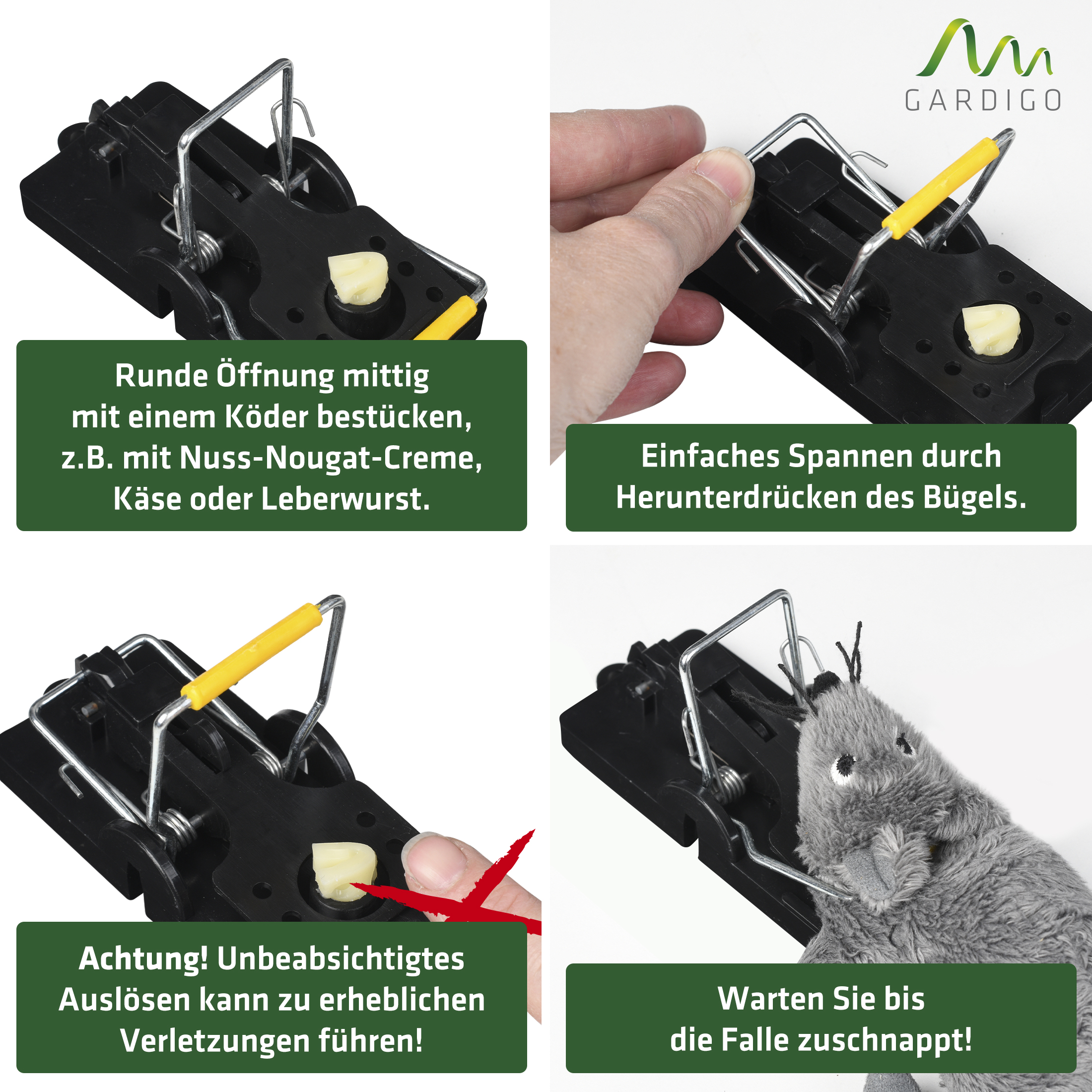 Das Beködern der Mausefalle.