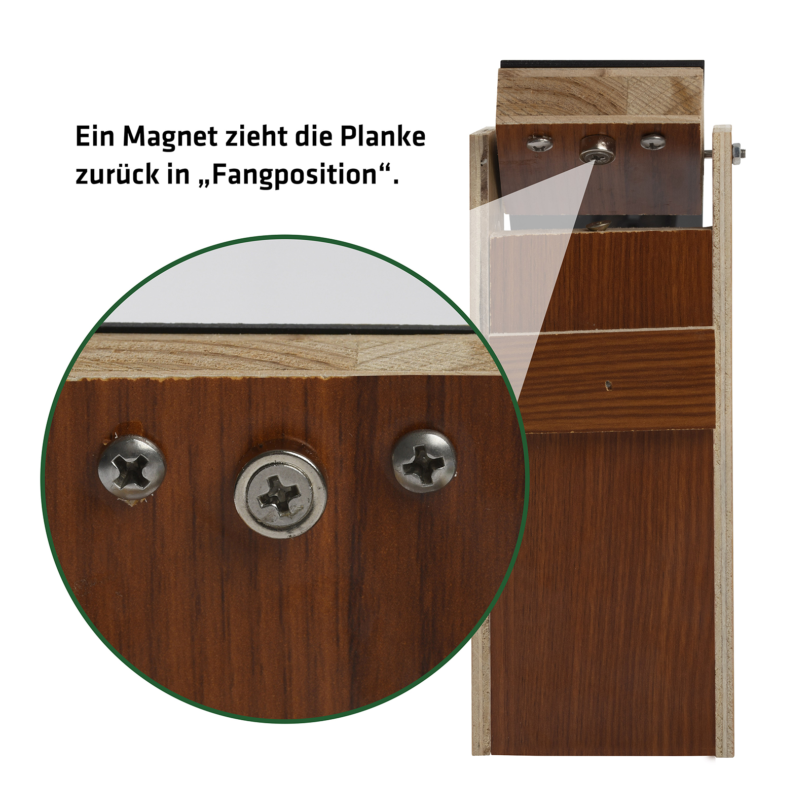 62349-Maus-Sprung-Falle-Sprungbrett-glatt Durch den Magneten auf der Unterseite ist die Falle nach einem Fang direkt wieder einsatzbereit.