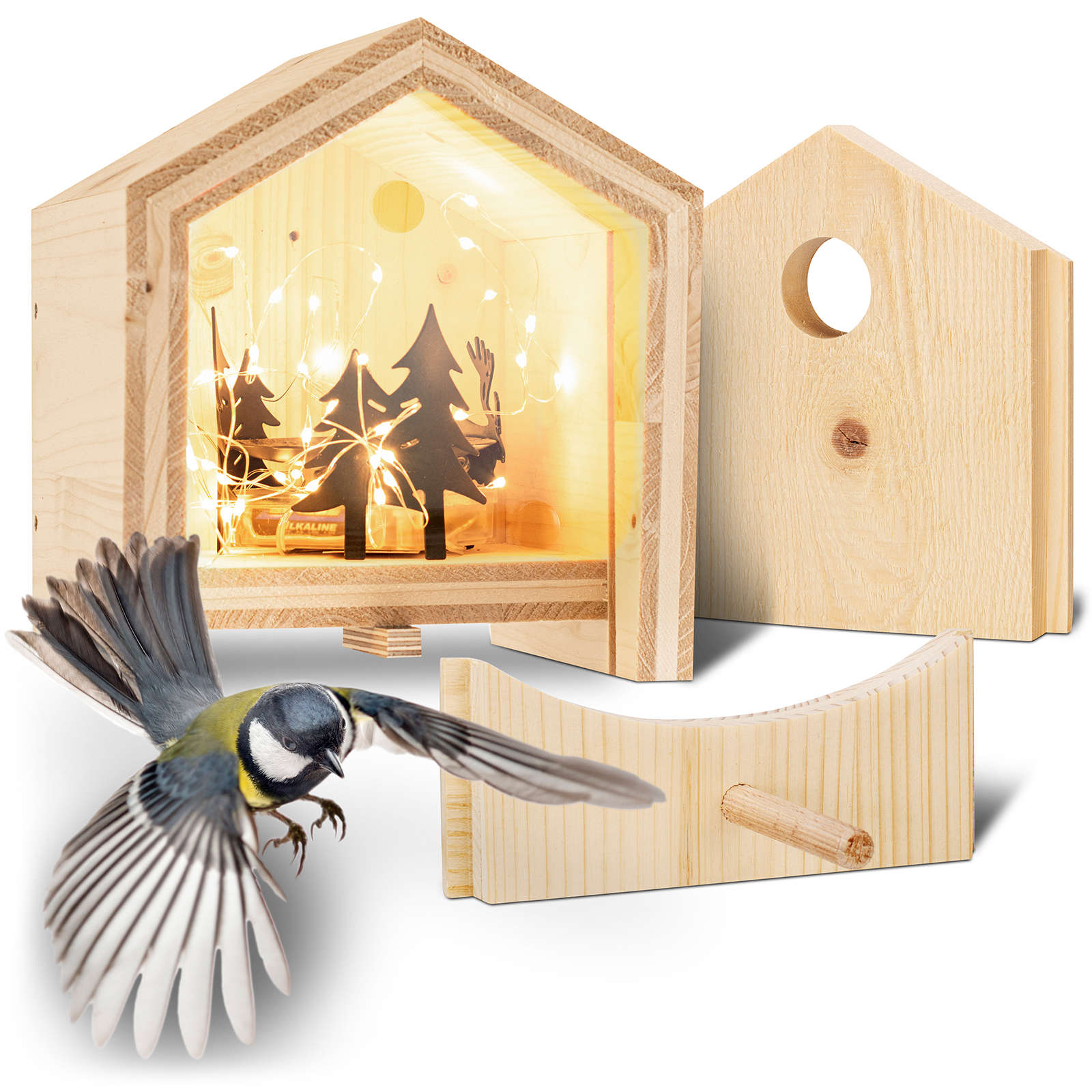 11354-Tier-Haus-System-Set-Winter-Meisen-Dekoration-Futterhaus Tier-Haus System Winter-Set – das Tier-Haus-Set für den Winter & Weihnachten als Deko, Futterhaus & Nistkasten von GARDIGO
