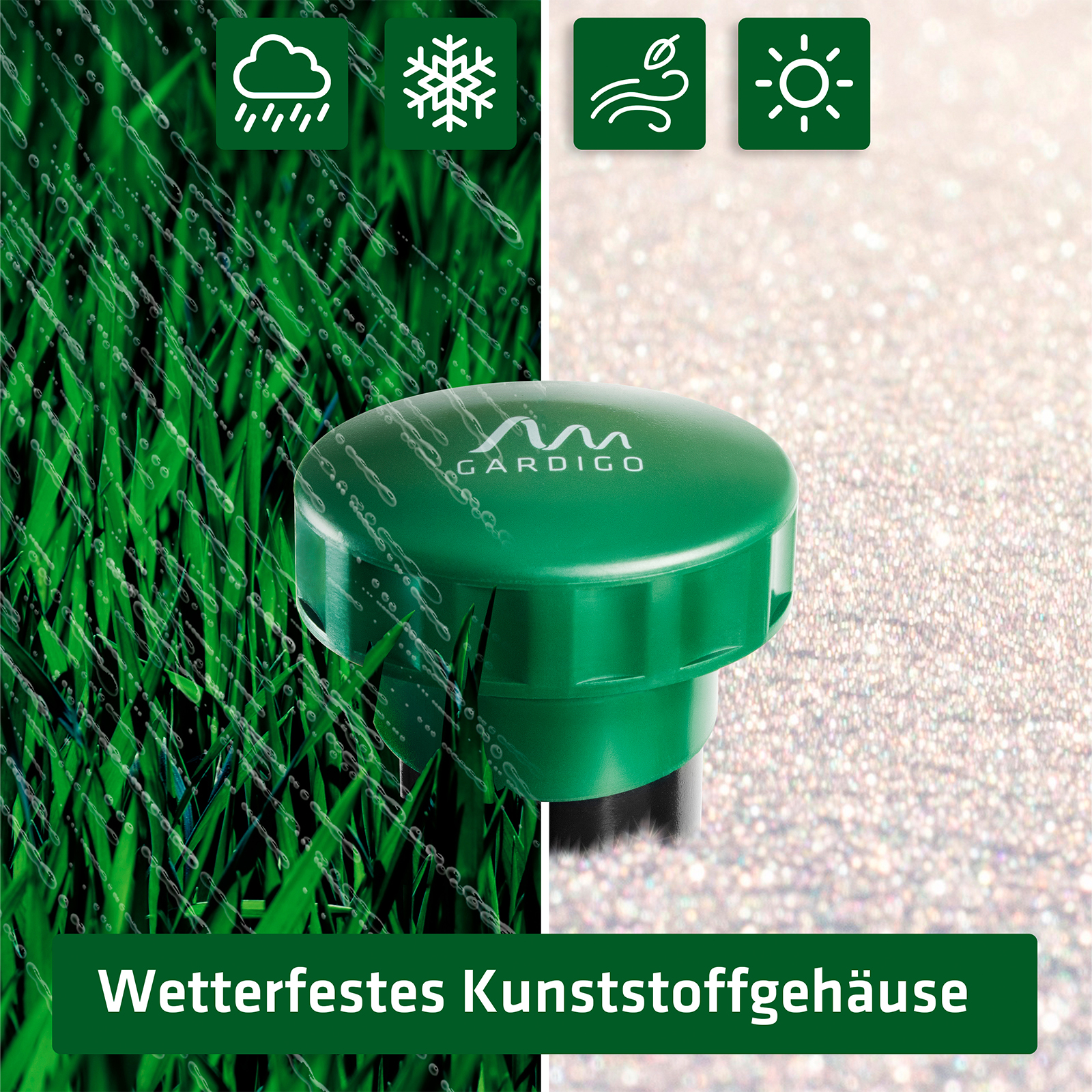 maulwurfschreck-wetterfest-70021 Der Maulwurfschreck hat ein wetterfestes Kunststoffgehäuse.