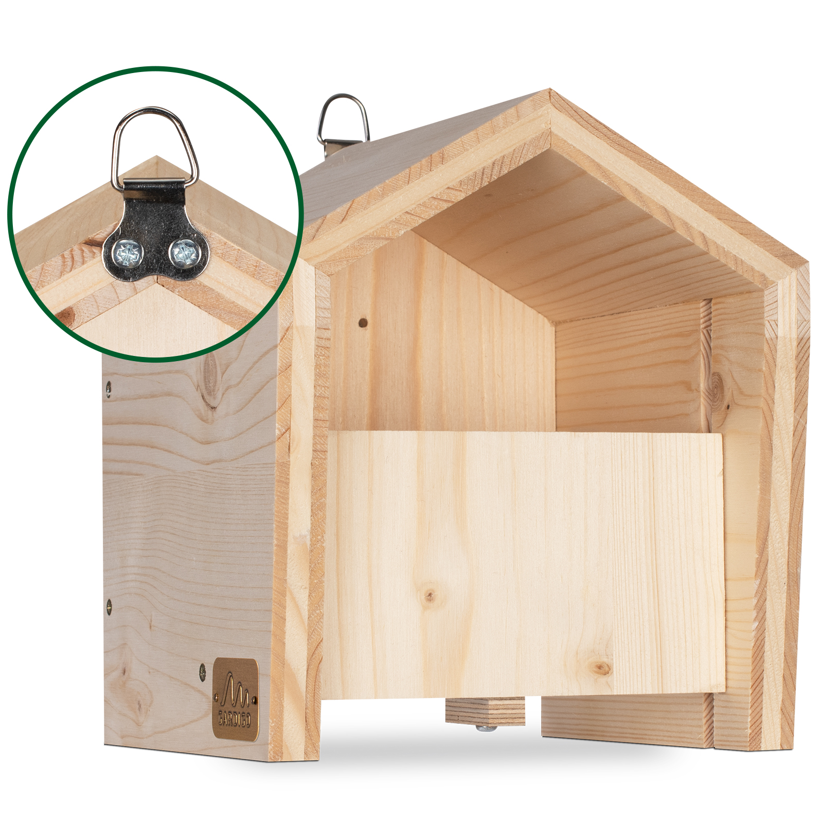 92252-tier-haus-halbhoehle-Haken-hinstellen Auf der Rückseite befindet sich eine Öse um das Haus in ausreichend Höhe aufzuhängen.