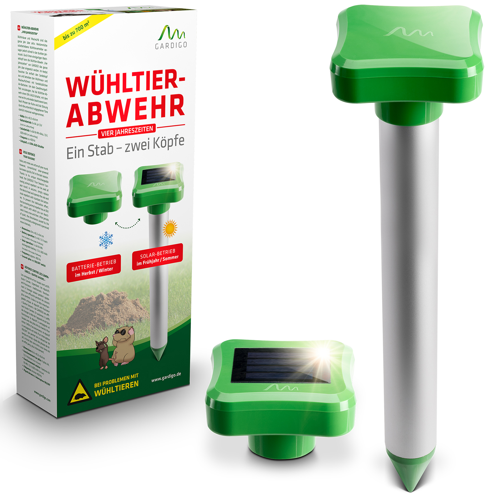 gardigo-wu-hltier-abwehr-mit-packung-70061 Die Wühltier-Abwehr Vier Jahreszeiten von GARDIGO ist ein Maulwurfschreck für das ganze Jahr!