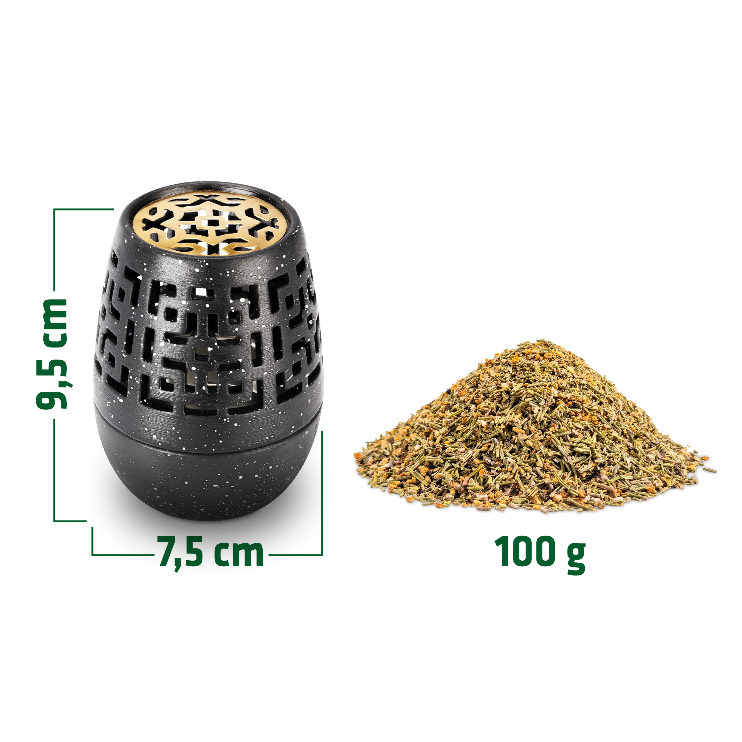 Maße: 7,5 x 9,5 x 7,5 cm; 100g Duftmischung