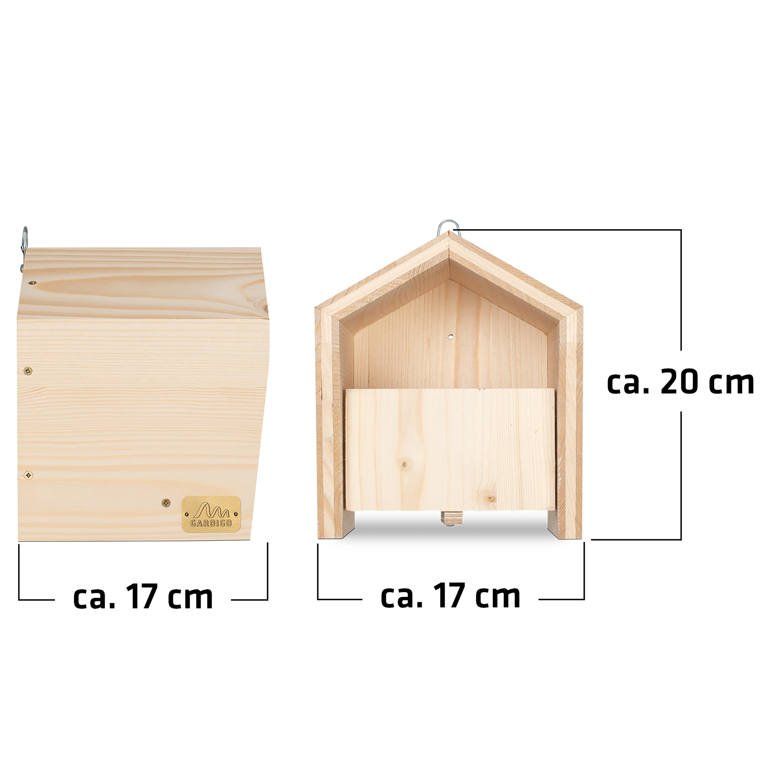 rotkehlchen-nistkasten-92252-masse Die Abmessungen des Rotkehlchen-Nistkastens