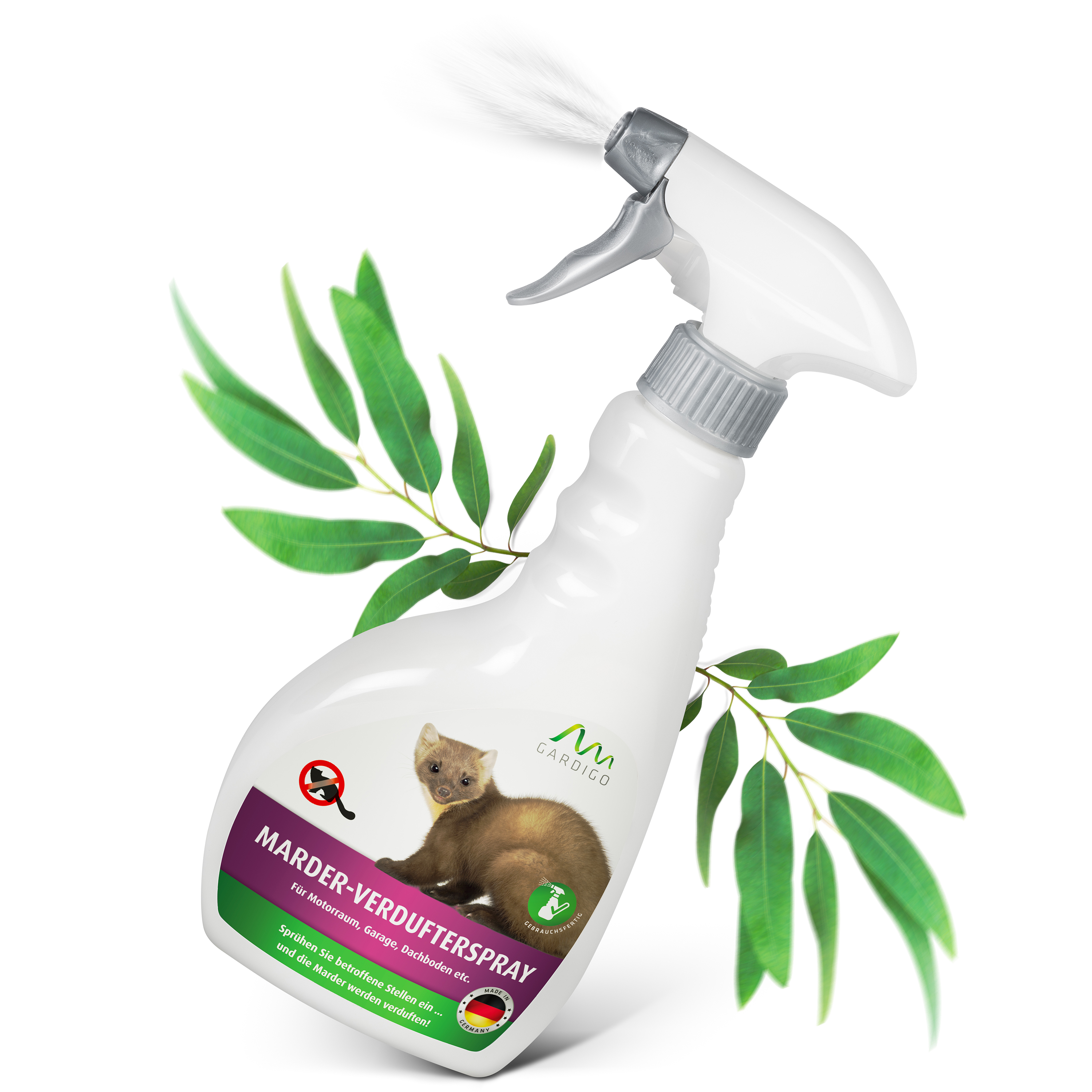 Marderspray mit Eukalyptus citriodora Öl | Vergrämungsmittel gegen Marder | Verdufter-Spray Marderspray mit Eukalyptus citriodora Öl | Vergrämungsmittel gegen Marder | Verdufter-Spray
