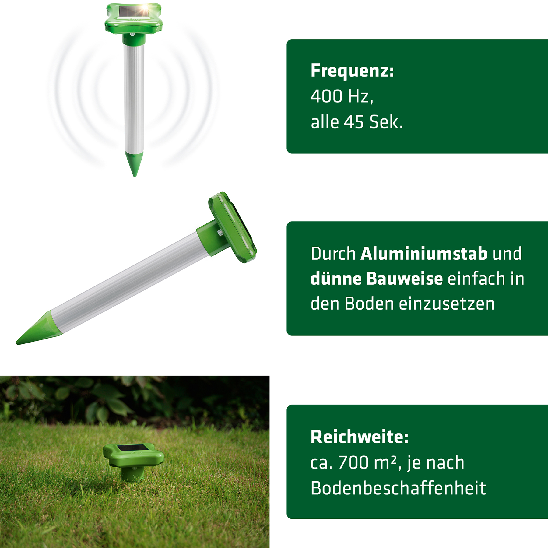 maulwurfvertreiber-70027_alu-stab Der Maulwufvertreiber hat einen Alu-Stab, damit er leichter in den Boden eingesetzt werden kann.