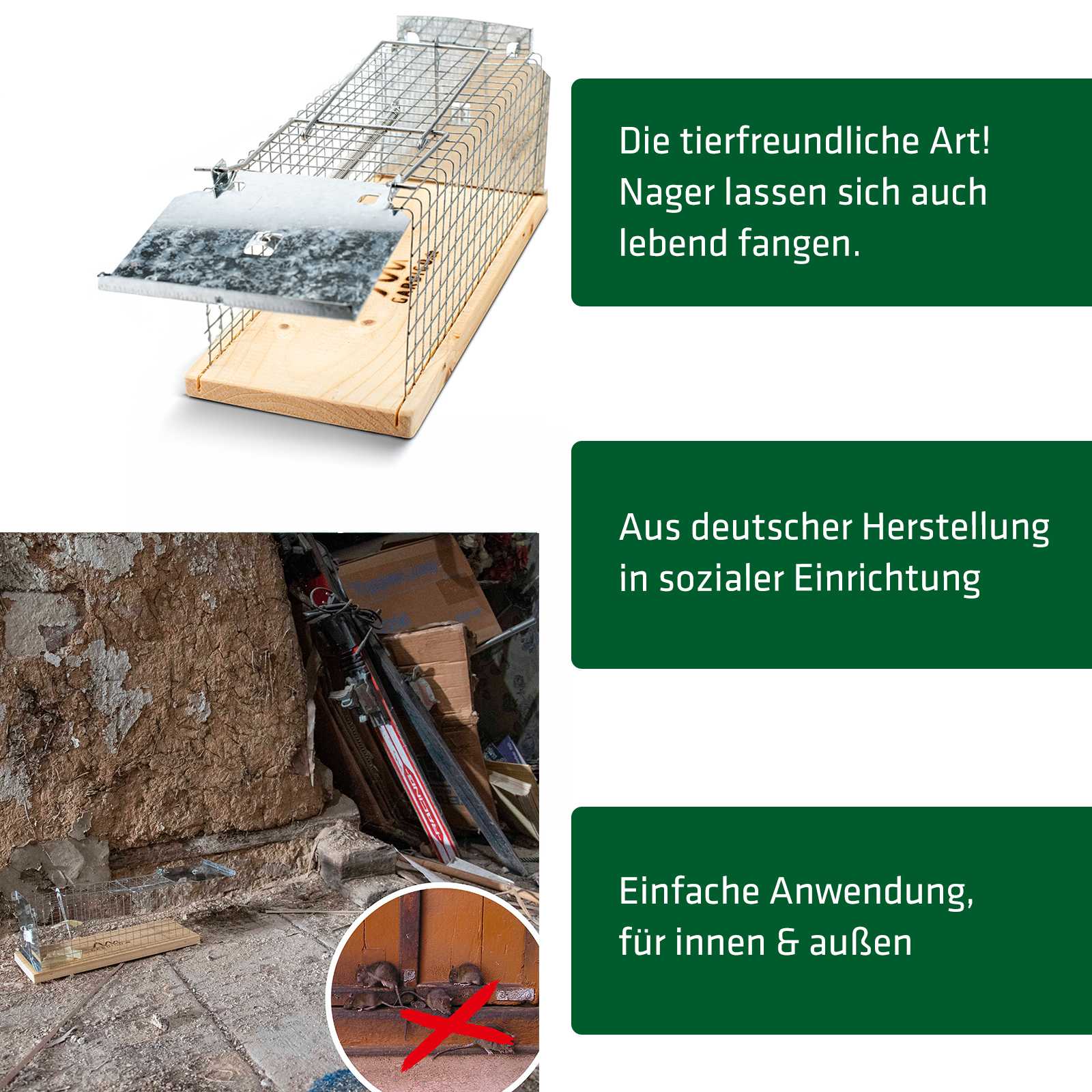 Die Leben-Rattenfalle wird in einer sozialen Einrichtung in Deutschland gefertigt.