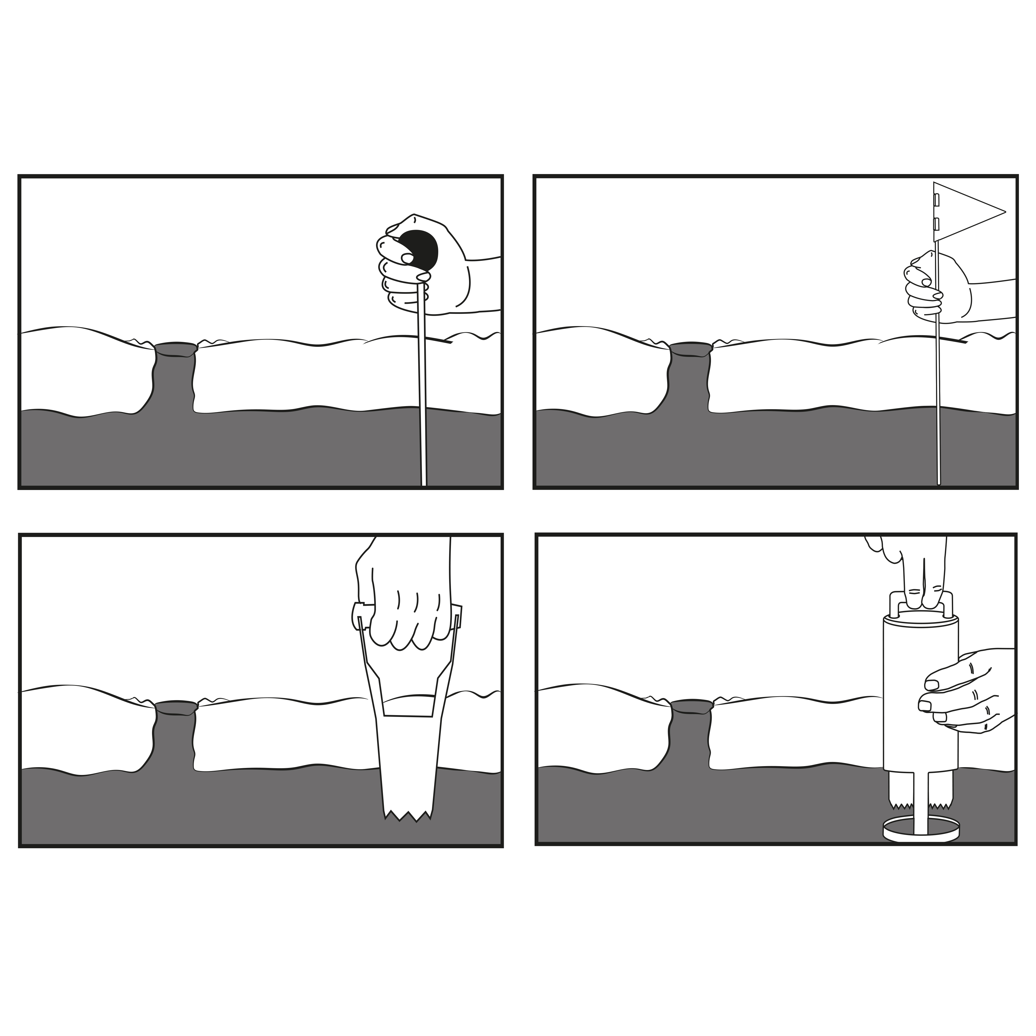 70044-Wuehlmaus-Fallen-Zubehoer-Set-Sonde-Erdlochstecher Finden Sie den Gang mit der Sonde, markieren Sie den Gang, stechen Sie ein Loch aus und setzen die Falle ein.