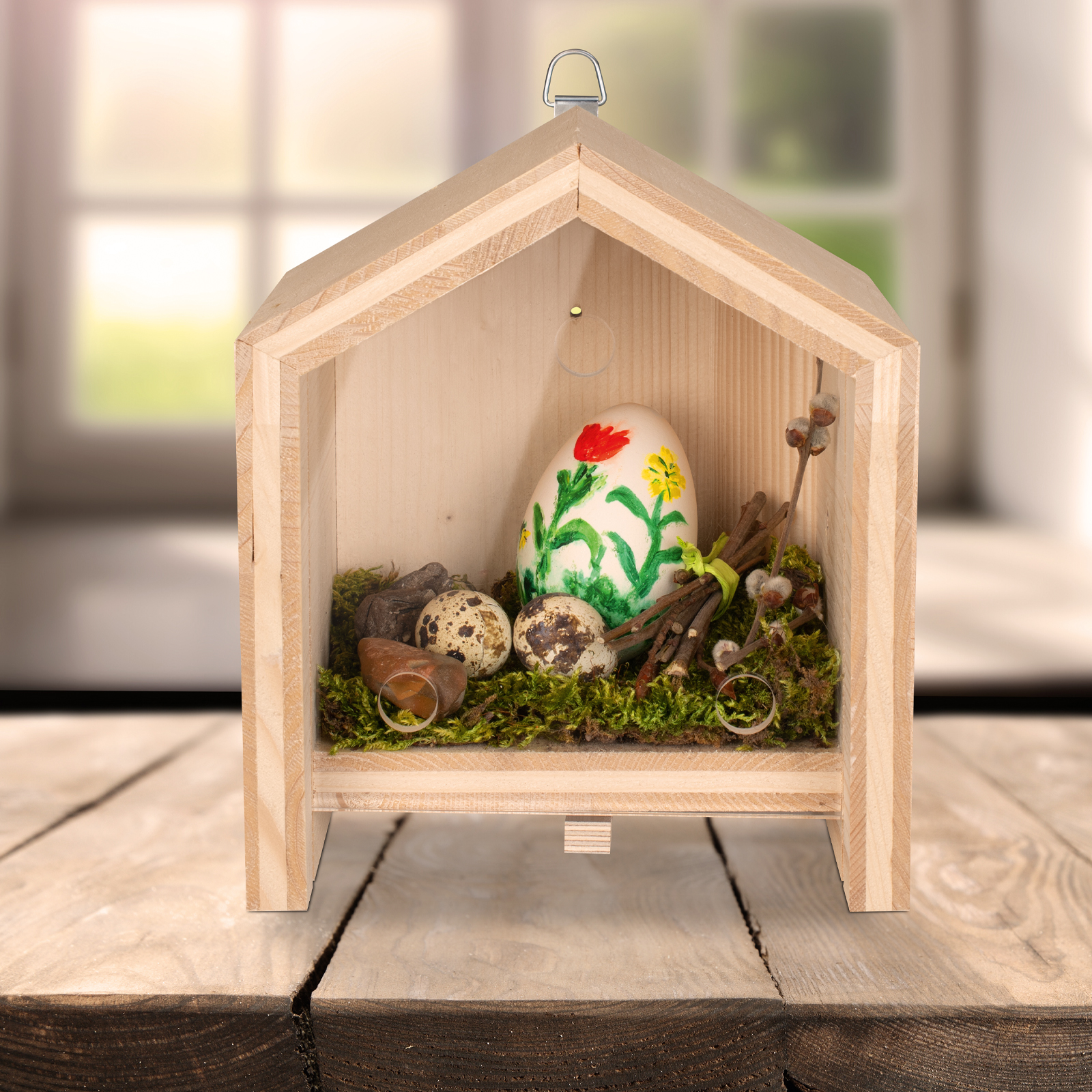 92107-frontblende-deko-ostern Basteln Sie sich ein süßes Oster-Nest, dass vor Wind & Wetter im Frühjahr geschützt ist.