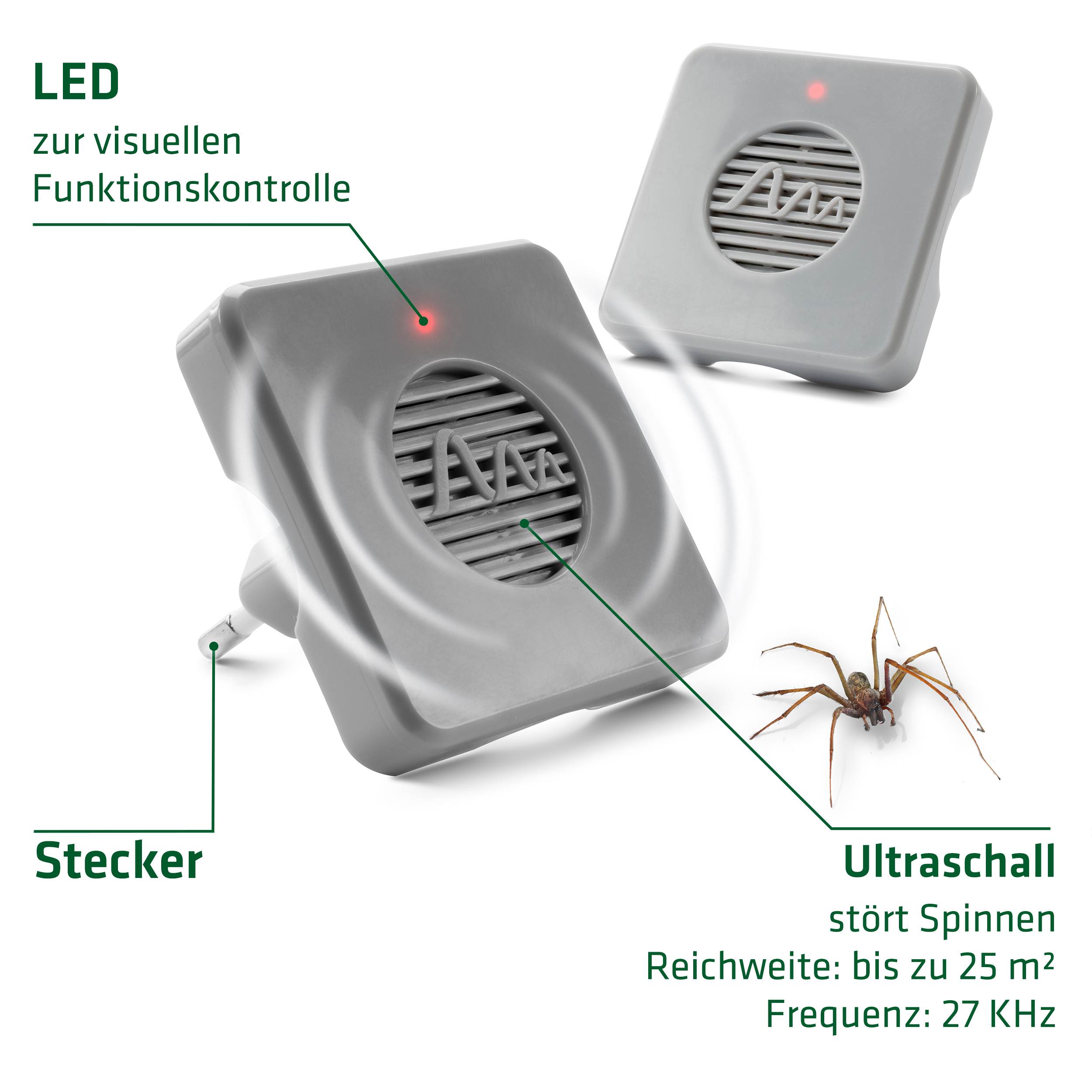 spinnen-vertreiben-ultraschall-66982 Spinnen vertreiben mit dem Ultraschall-Stecker von GARDIGO.