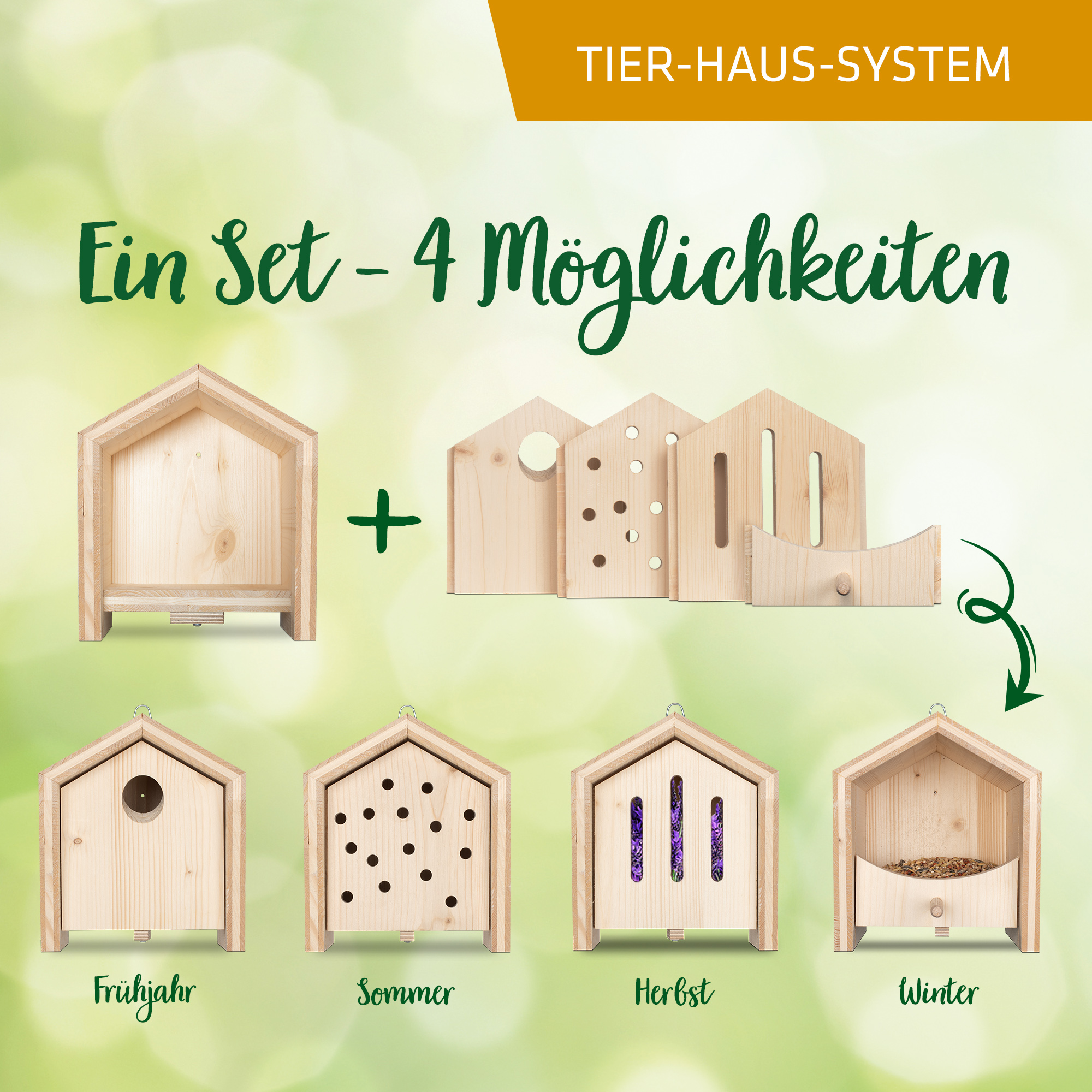 11325-tier-Haus-system-set-jahreszeiten-Marienkaefer-Schmetterlinge Im Set sind 4 verschiedene Blenden enthalten. Je eine für Frühjahr, Sommer, Herbst & Winter.