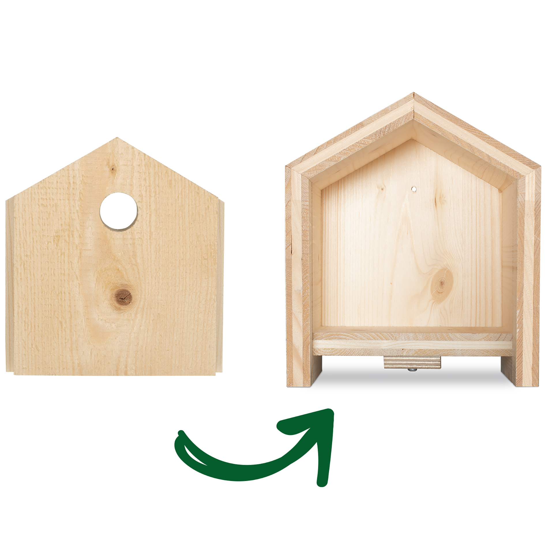 92101-frontblende-meisen-zusammenbau-einsetzen Die Blende lässt sich ganz einfach in das Tier-Haus einsetzen.