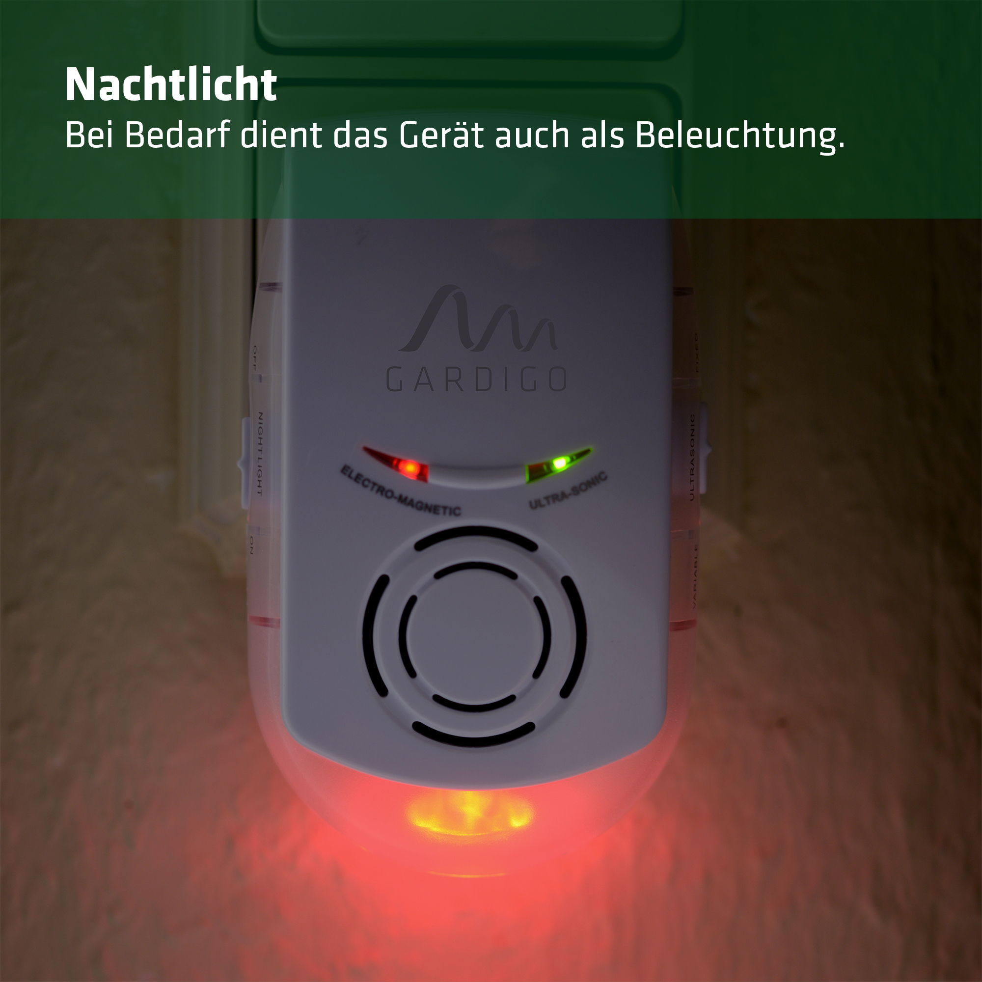 Das praktische Nachtlicht kann bei Bedarf zugeschaltet werden.