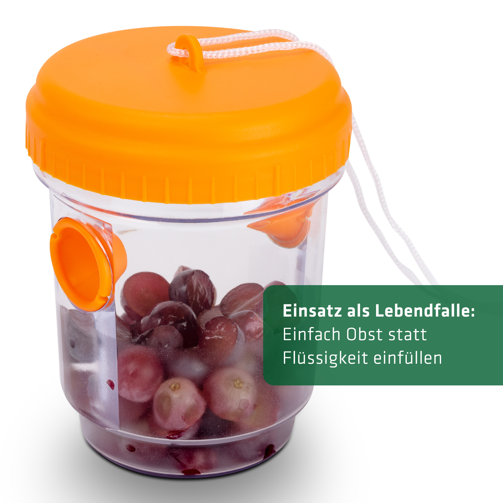 Lebendfalle Einsatz als Wespen-Lebendfalle: Einfach Obst statt Flüssigkeit einfüllen.