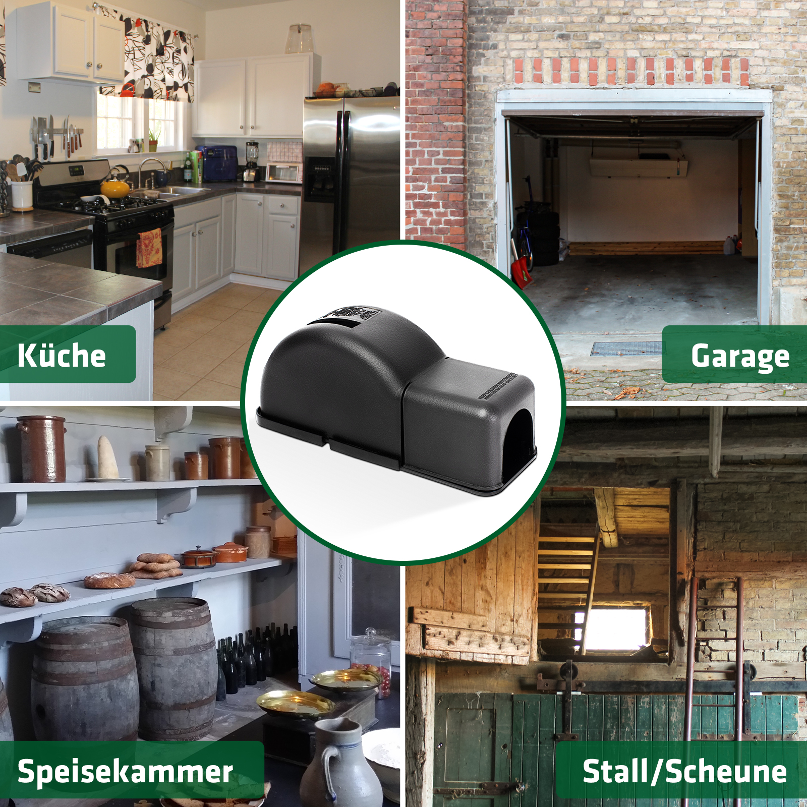 62313-Maus-Weg-Falle-Garage-Speisekammer Die Maus-Weg-Falle findet überall rund ums Haus einen Einsatz. Egal, ob Küche, Garage, Speisekammer oder Scheune.