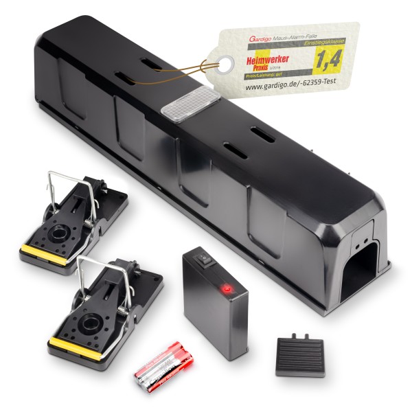 Maus-Alarm-Falle inkl. Batterien – die Mausfalle mit Alarmton und Lichtsignal von GARDIGO