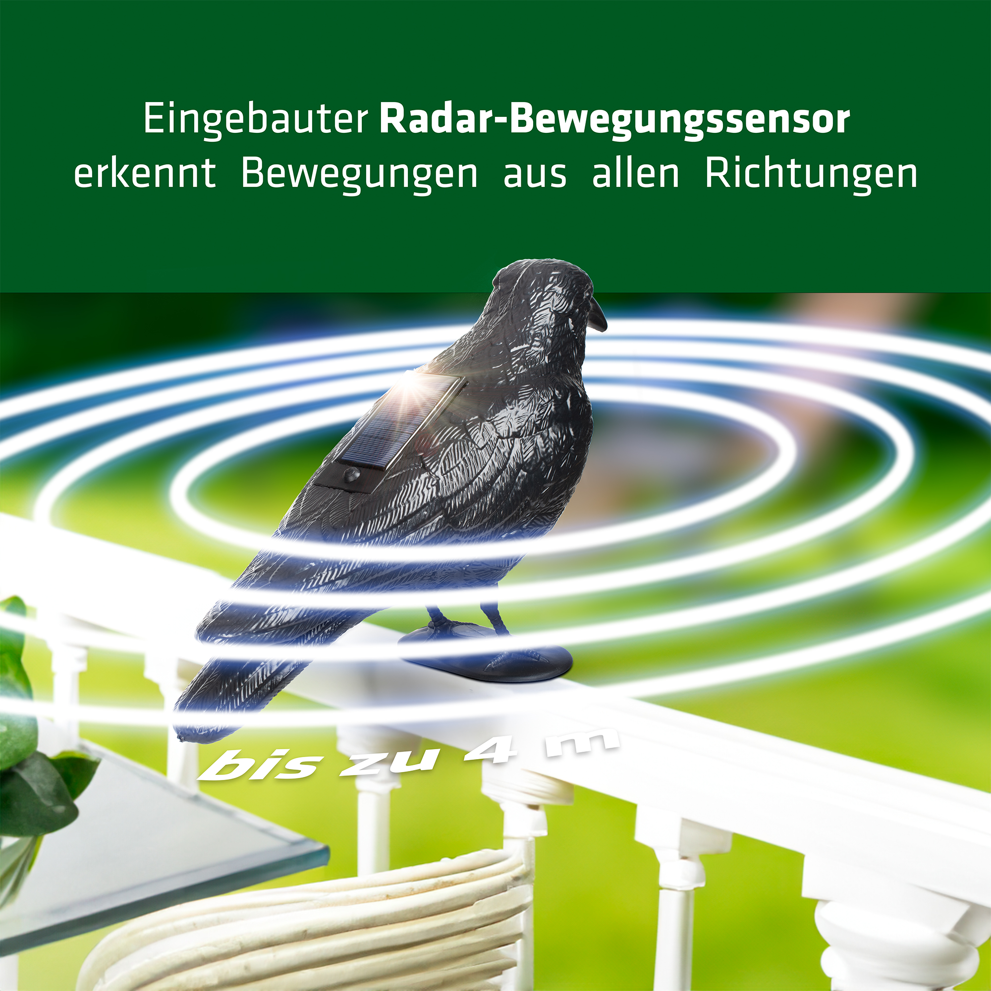 Solar Tauben-Abwehr Krähe  Krähen-Attrappe mit realistischen