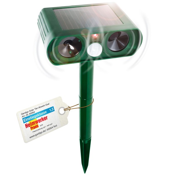 Solar Tier-Abwehr – der Tiervertreiber mit Ultraschall, Bewegungsmelder und Solarpanel von Gardigo