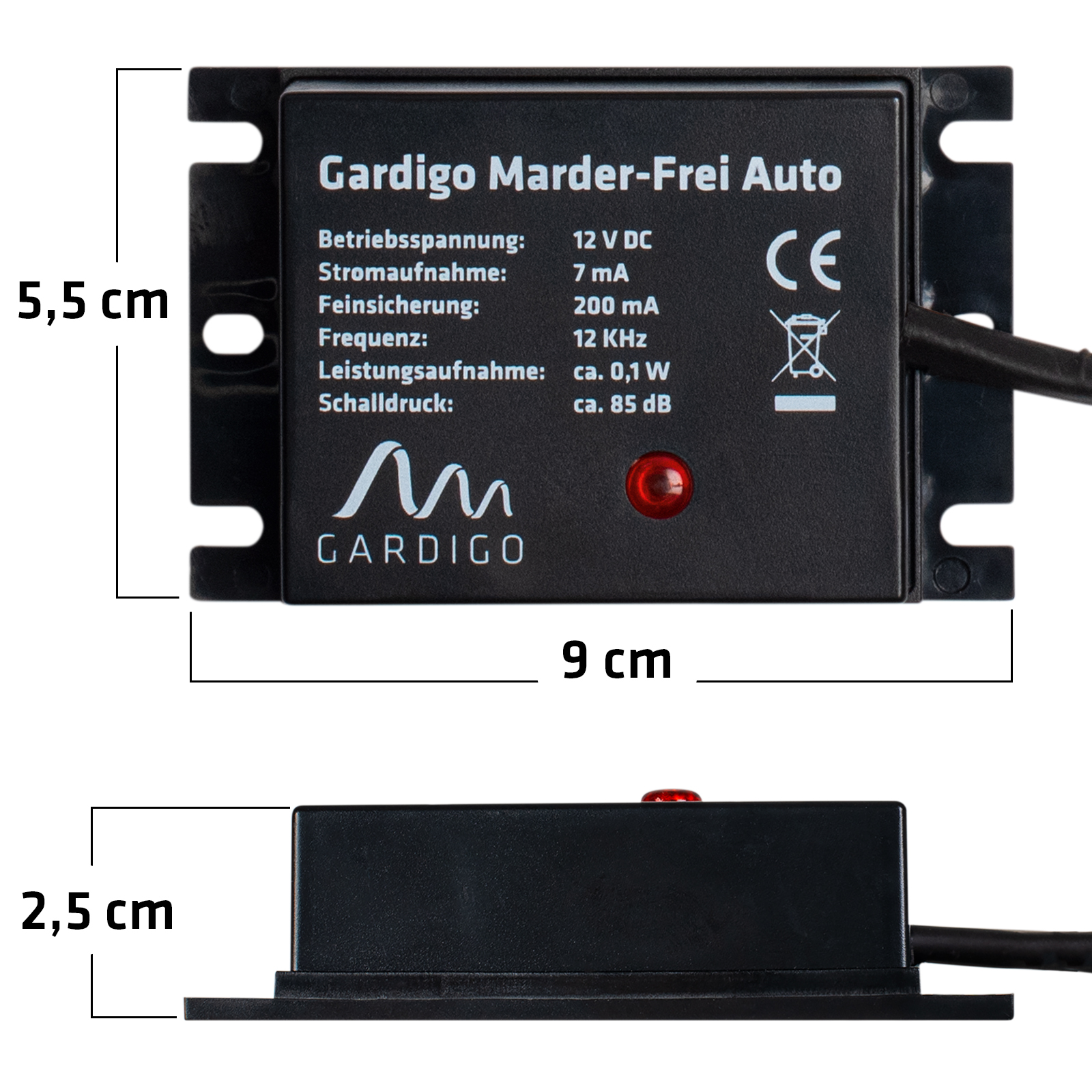 GARDIGO® Marderschreck - Marder-Frei Dual mit Batterien | Mobile  Marderabwehr für KFZ, Haus, Dachboden, Garage | Schall und Blitzlicht |  Anschluss an
