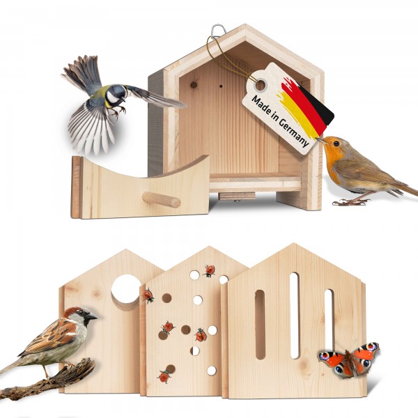 Gardigo Tierhaus System Vogelfutterhaus Made in Germany Vogelfutterhäuschen aus Massivholz 